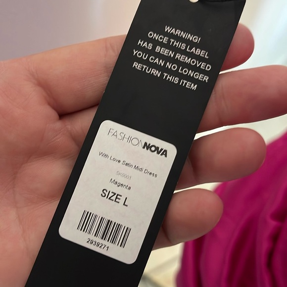 Fashion Nova | Women’s Magenta Asymmetrical Ruched Dress Size Large - Picture 16 of 16